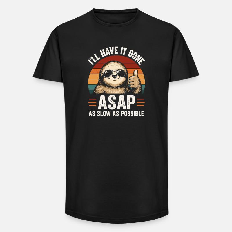 Slow As Possible Sloth Retro - Long Fit Men's T-Shirt - black