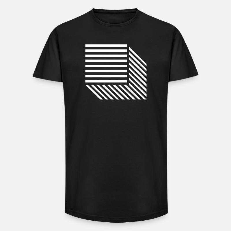 Geometric Diagonal Stripe Mosaic - Long Fit Men's T-Shirt - black