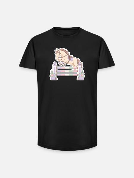 Pastel horse jumping obstacle - Long Fit Men's T-Shirt - black