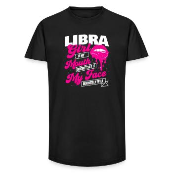 Libra Girl Lip Quote Print - Long Fit Men's T-Shirt - black - Front - AI Model Male 185 light (185cm)
