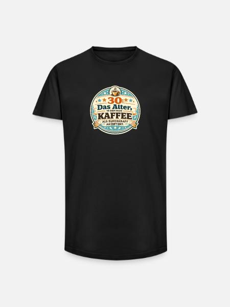 30 Das Alter Kaffee Superkraft - Long Fit Männer T-Shirt - Schwarz