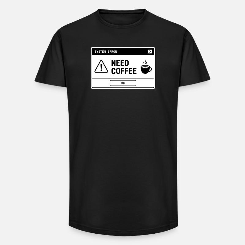  SYSTEM ⚠️ ERROR – NEED COFFEE  - Long Fit Männer T-Shirt - Schwarz