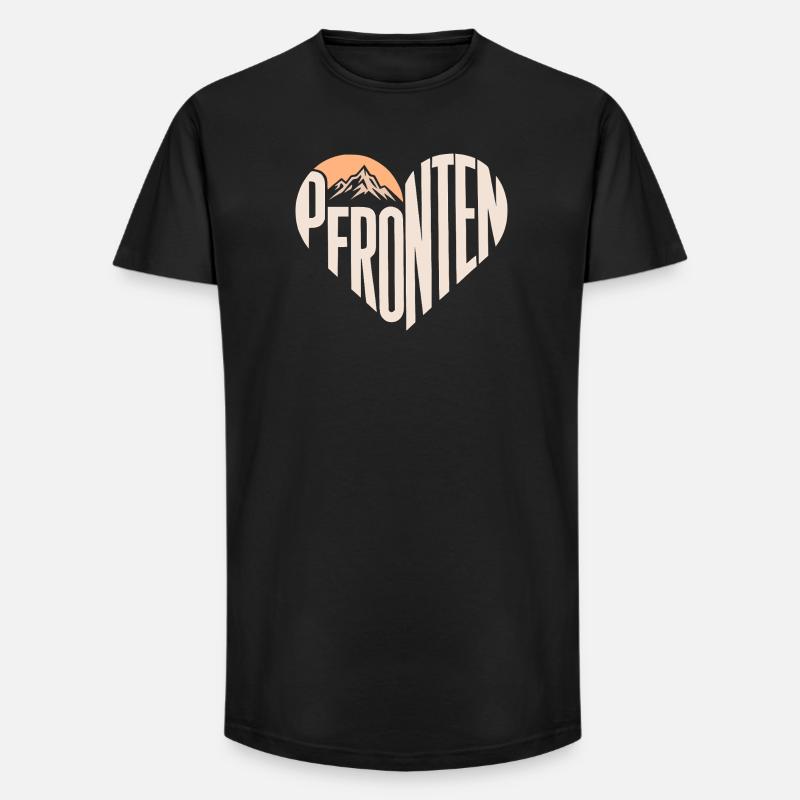 Pfronten Herz mit Sonne und Berg - Long Fit Männer T-Shirt - Schwarz