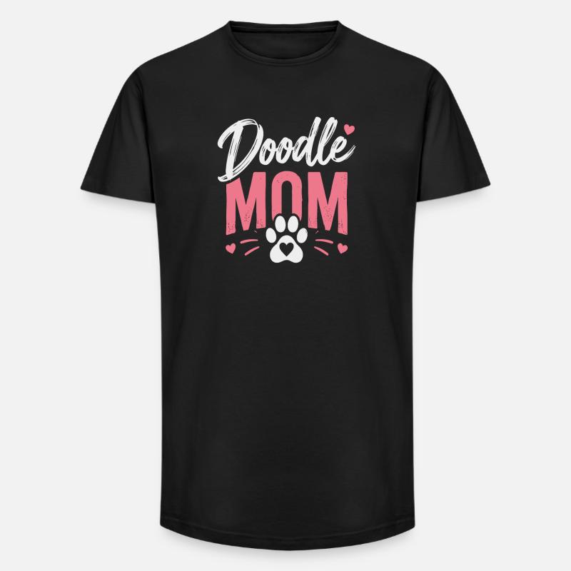 Doodle Mom Pfotenherz - Long Fit Männer T-Shirt - Schwarz