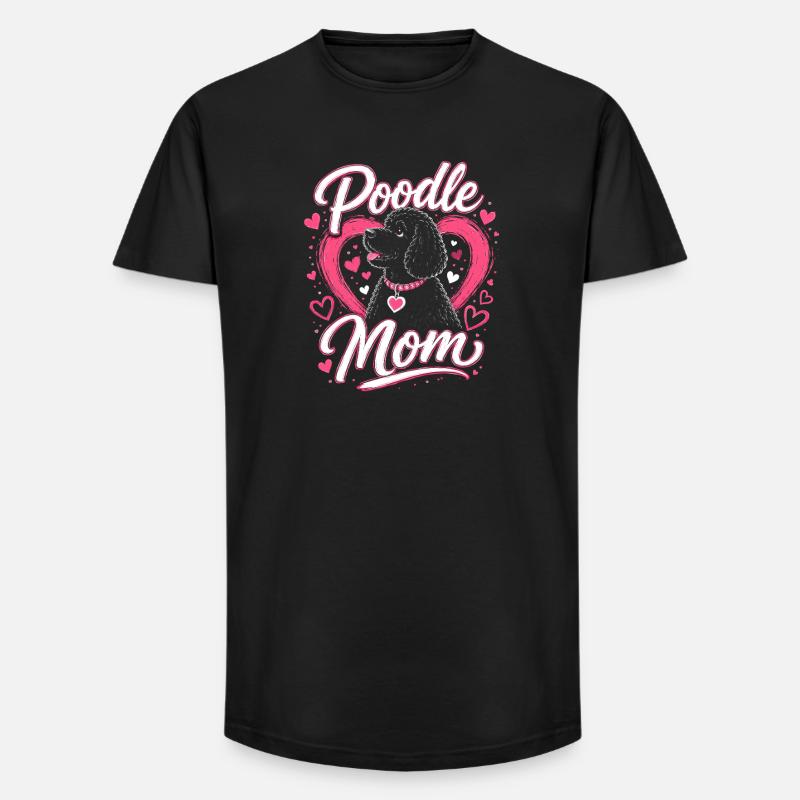Pudel Mama Herzchen Design - Long Fit Männer T-Shirt - Schwarz