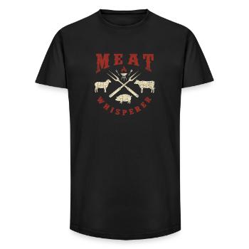 Meat Whisperer BBQ Pitmaster Humor - Long Fit Men's T-Shirt - black - Front - AI Model Male 185 light (185cm)