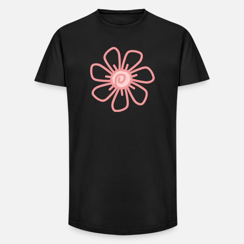 Pink Flower Pattern - Long Fit Men's T-Shirt - black