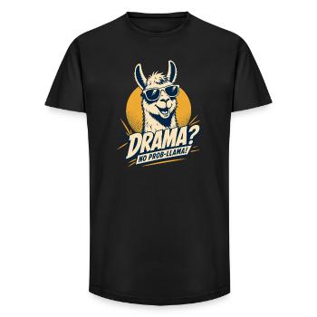 Drame : Humour de Llama - T-shirt coupe longue homme - noir - Devant - AI Model Male 185 light (185cm)