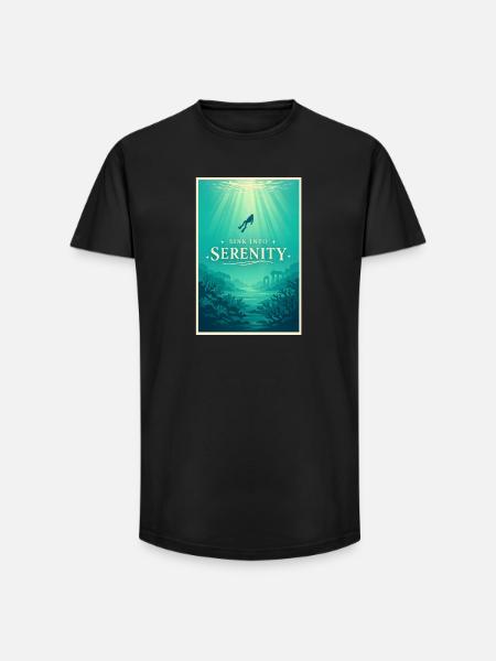 In Ruhe abtauchen | Tauchen - Long Fit Männer T-Shirt - Schwarz