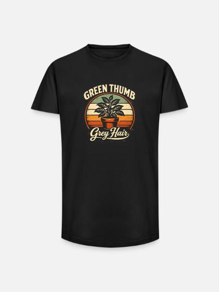 Grüner Daumen, graues Haar | Garten - Long Fit Männer T-Shirt - Schwarz