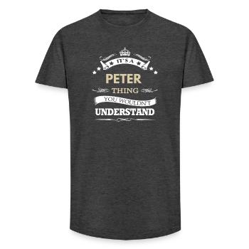 Peter Name – Es ist eine Peter-Sache, die du nicht tun würdest - Long Fit Männer T-Shirt - Anthrazit - Vorne - AI Model Male 185 light (185cm)