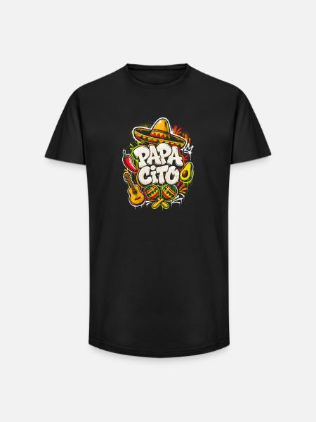 Papa Cito Fiesta Sombrero - Long Fit Men's T-Shirt - black