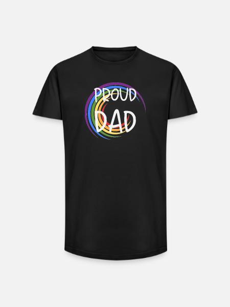Proud Dad LGBTQ Rainbow Family - Long Fit Men's T-Shirt - black