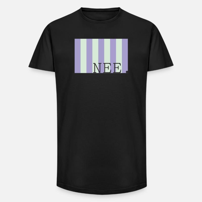 Nee Pastellstreifen Schrift - Long Fit Männer T-Shirt - Schwarz