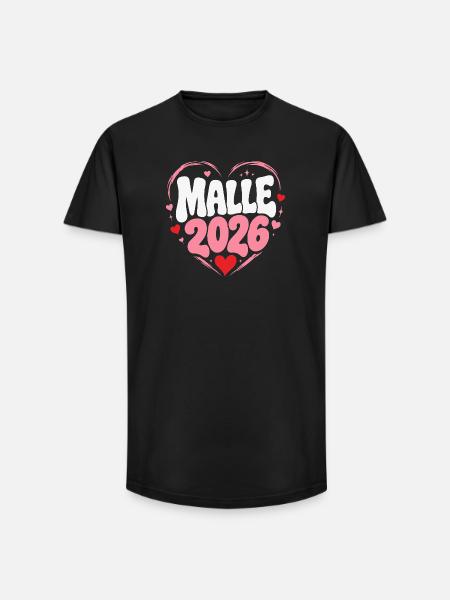 Malie 2026 Herz Design - Long Fit Männer T-Shirt - Schwarz