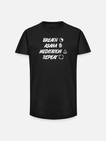 Breathing Asana Meditation Repetition - Long Fit Men's T-Shirt - black