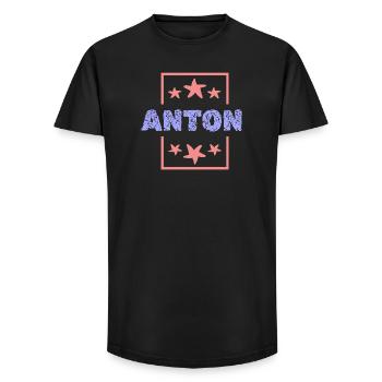 Anton - Long Fit Men's T-Shirt - black - Front - AI Model Male 185 light (185cm)