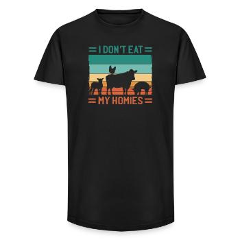 Vegan Homies - T-shirt coupe longue homme - noir - Devant - AI Model Male 185 light (185cm)