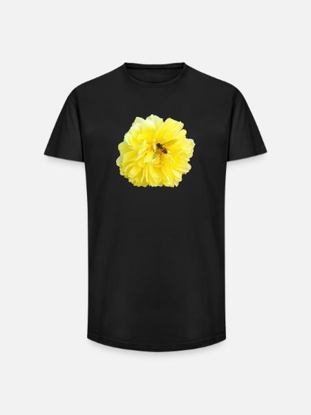 Yellow_Rose_-_Bee_Nature_Photography - Long Fit Men's T-Shirt - black