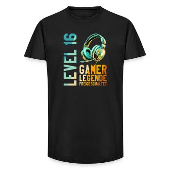 16. Geburtstag Junge Mädchen Gaming Level 16 Jahre - Long Fit Männer T-Shirt - Schwarz - Vorne - AI Model Male 185 light (185cm)