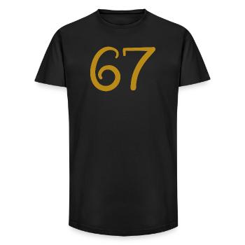 67 - T-shirt coupe longue homme - noir - Devant - AI Model Male 185 light (185cm)