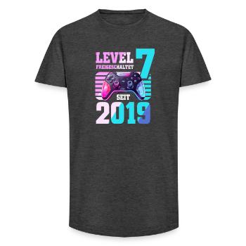 7. Geburtstag Junge Mädchen 2019 Gaming Level 7 - Long Fit Männer T-Shirt - Anthrazit - Vorne - AI Model Male 185 light (185cm)
