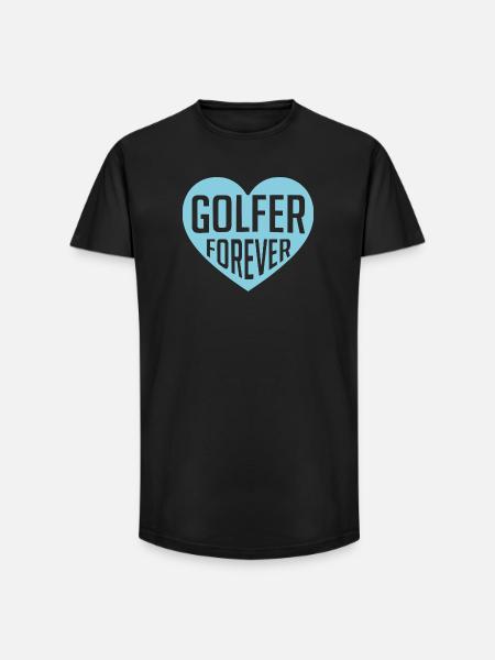 Golfer Forever Herzdesign - Long Fit Männer T-Shirt - Schwarz