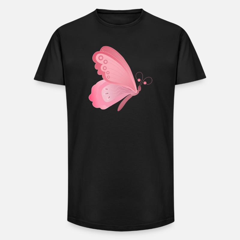 Conception d’ailes de papillon rose - T-shirt coupe longue homme - noir