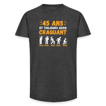 45 Ans Toujours Aussi Craquant Humour Crac - T-shirt coupe longue homme - charbon - Devant - AI Model Male 185 light (185cm)