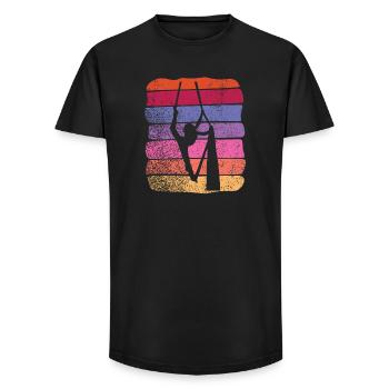Tissu vertical Acrobaties aériennes vintage Soie aérienne - T-shirt coupe longue homme - noir - Devant - AI Model Male 185 light (185cm)