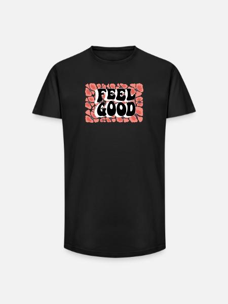 Feel Good Floral Motif - Long Fit Men's T-Shirt - black