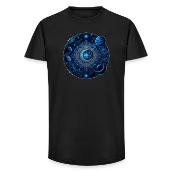 Space Planets Galaxies Stars Moons - Long Fit Men's T-Shirt - black - Front - AI Model Male 185 light (185cm)