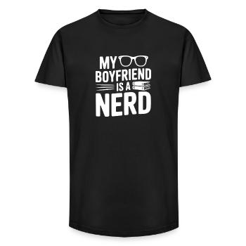My Boyfriend is a Nerd - Long Fit Men's T-Shirt - black - Front - AI Model Male 185 light (185cm)