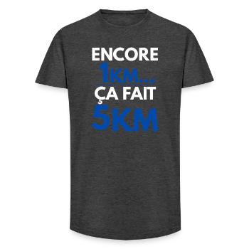 Another 1km is 5km humorous running - Long Fit Men's T-Shirt - charcoal grey - Front - AI Model Male 185 light (185cm)