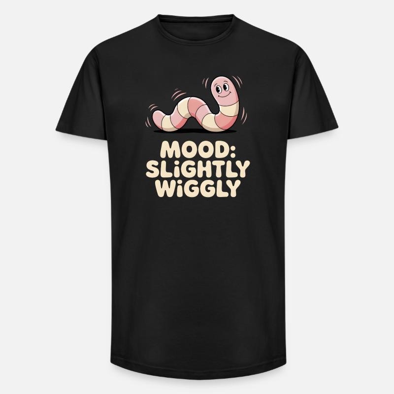 Slightly wobbly | Worm Mood - Long Fit Men's T-Shirt - black