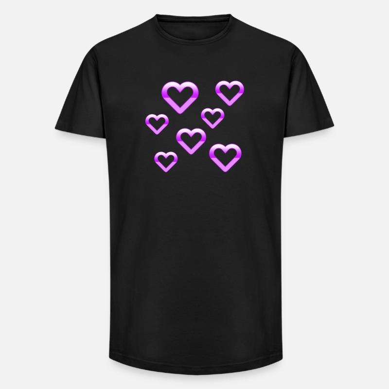 Herzen - Long Fit Männer T-Shirt - Schwarz