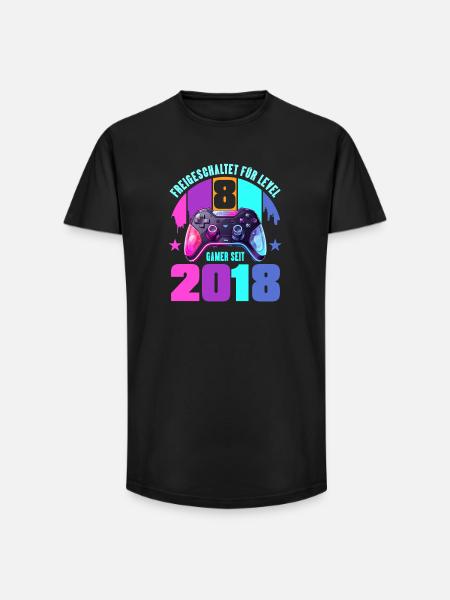 8e anniversaire, jeunes filles - T-shirt coupe longue homme - noir
