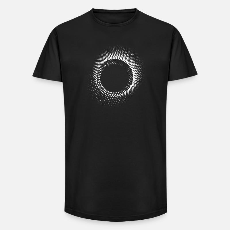 Spirale en points concentriques - T-shirt coupe longue homme - noir