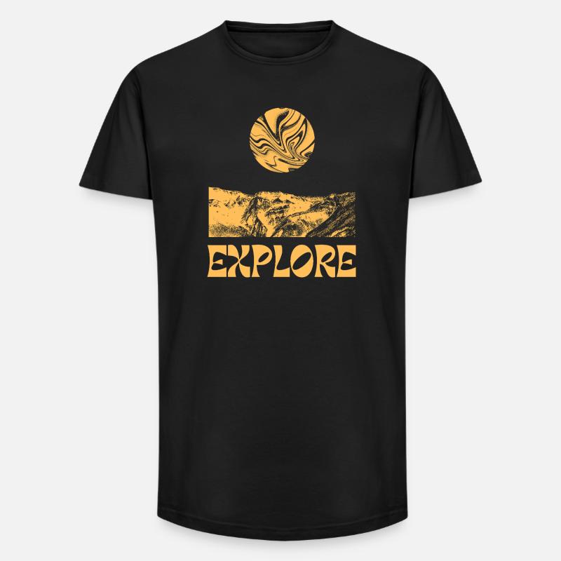 Entdecken Sie die Mountains Sun - Long Fit Männer T-Shirt - Schwarz