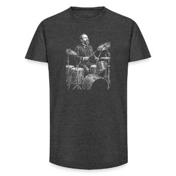 James A. spielt Schlagzeug - Long Fit Männer T-Shirt - Anthrazit - Vorne - AI Model Male 185 light (185cm)
