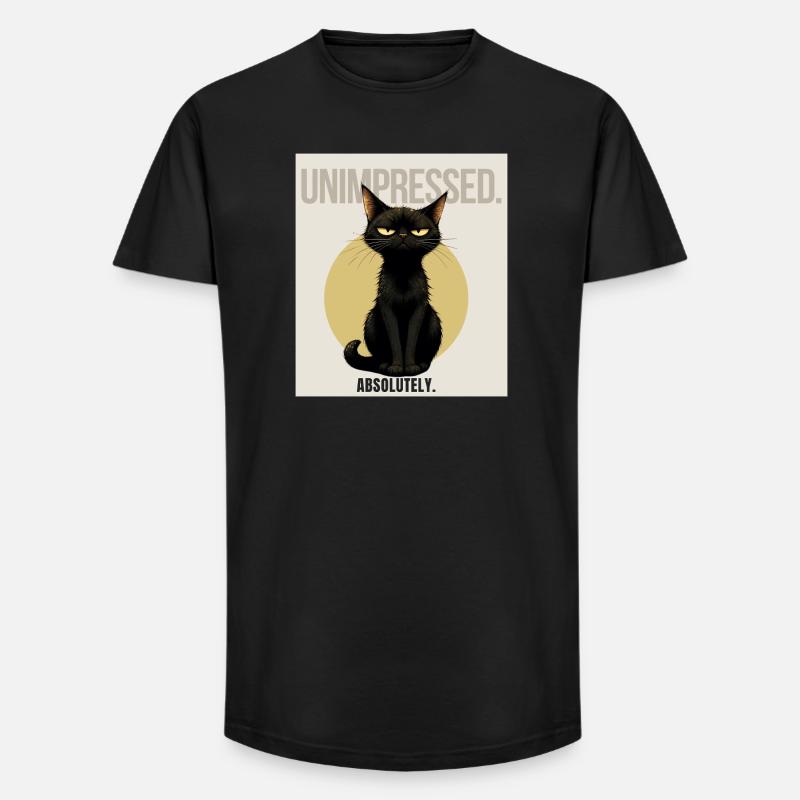 Unimpressed. – Sarcastic Black Cat Design - Long Fit Männer T-Shirt - Schwarz