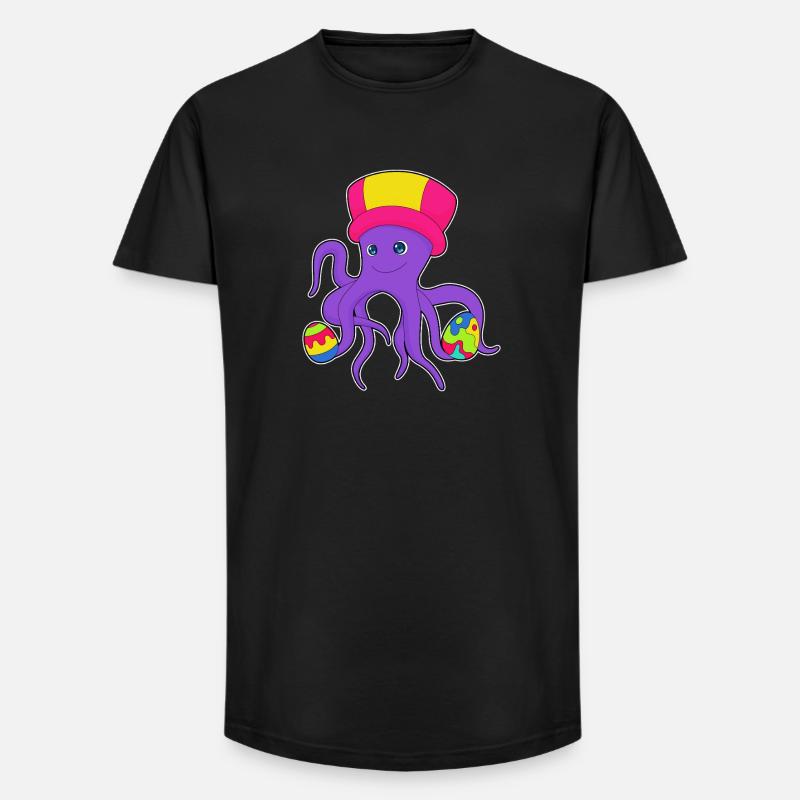 Octopus Easter Easter Eggs - Long Fit Men's T-Shirt - black