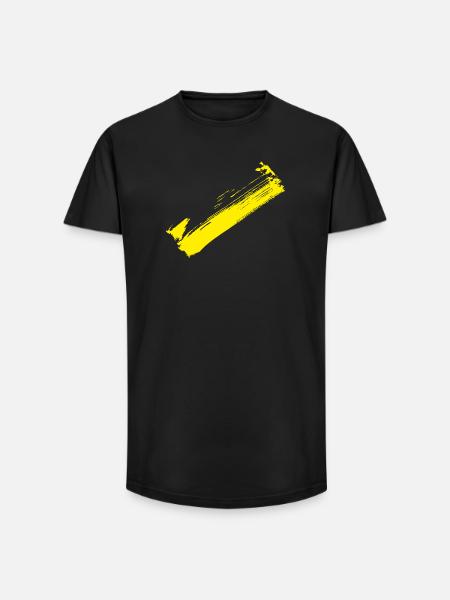 Brush Style Stripe - Diagonal Yellow - Long Fit Men's T-Shirt - black