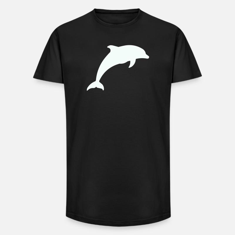 Leuchtender Delfin Silhouette - Long Fit Männer T-Shirt - Schwarz