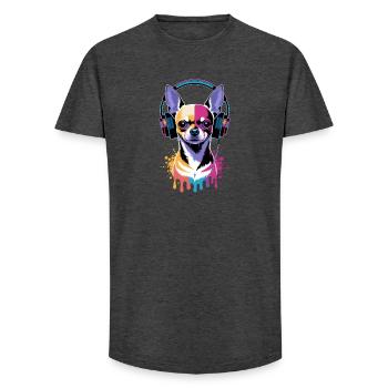 Chihuahua Kopfhörer - Long Fit Männer T-Shirt - Anthrazit - Vorne - AI Model Male 185 light (185cm)