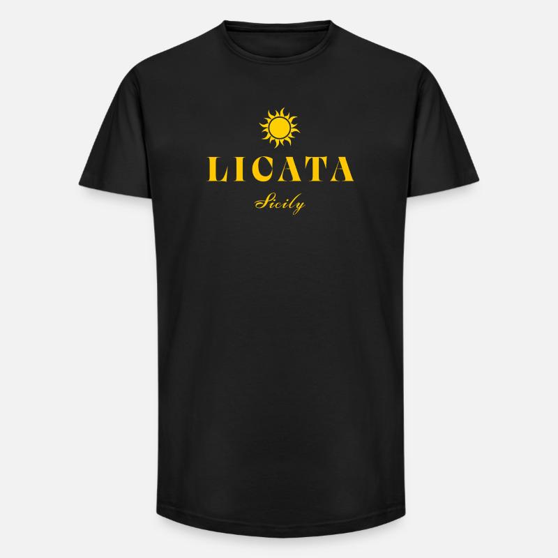 Licata, Sicily Sun - T-shirt coupe longue homme - noir