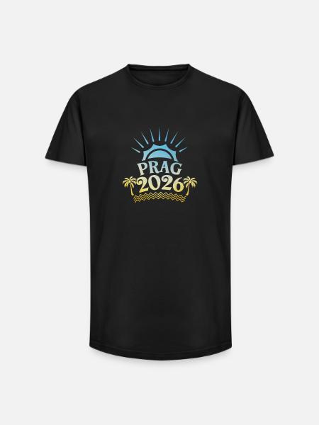 Prag 2026 Bunt - Long Fit Männer T-Shirt - Schwarz
