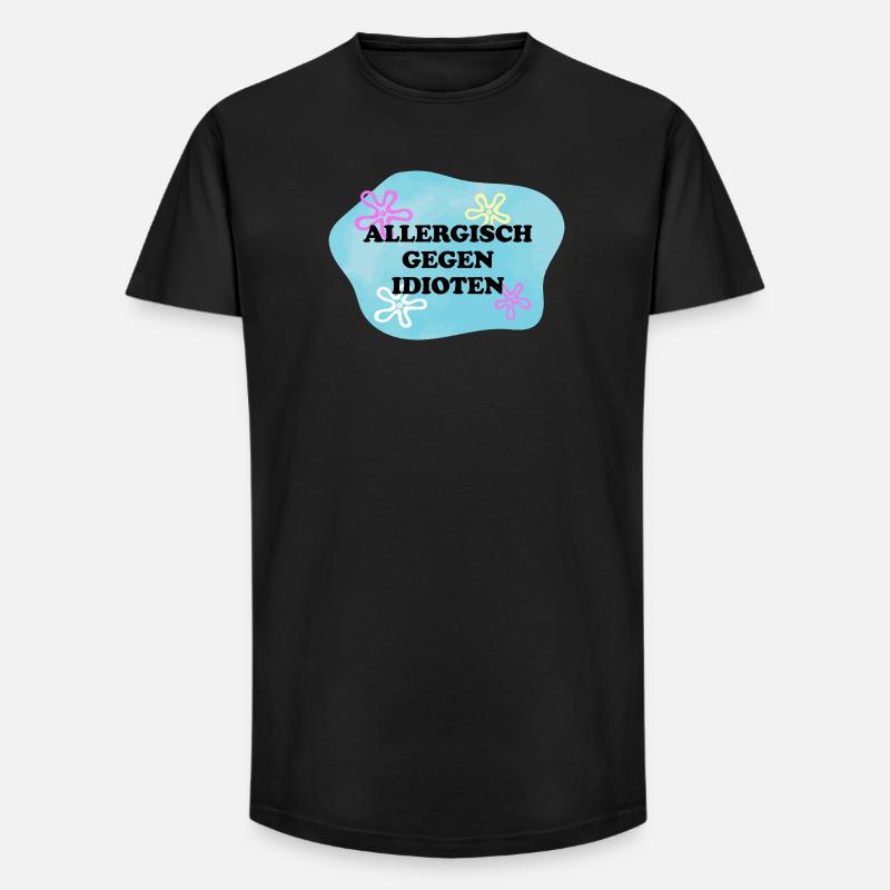 Allergisch gegen Idioten | Sarkasmus Retro Meme - Long Fit Männer T-Shirt - Schwarz