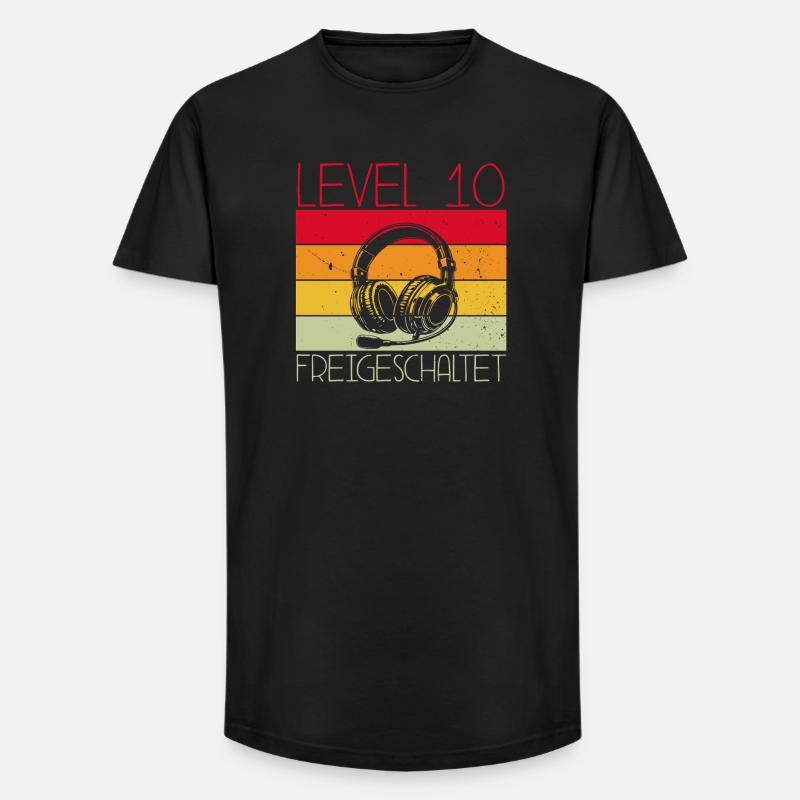 Level 10 Freigeschaltet Gaming - Long Fit Männer T-Shirt - Schwarz