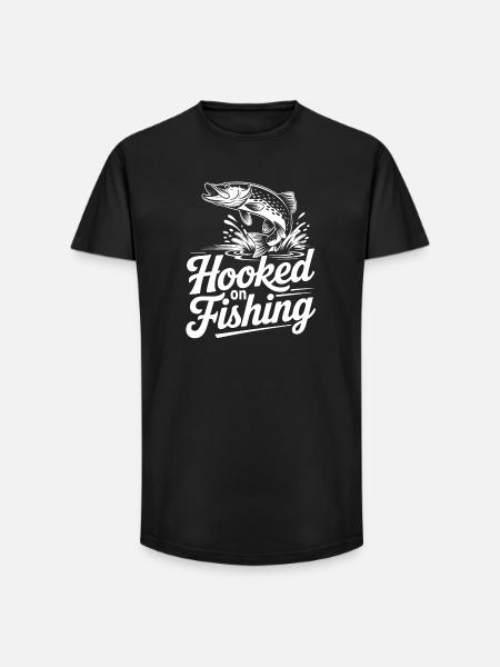 Angeln Hooked on Fishing - Long Fit Men's T-Shirt - black